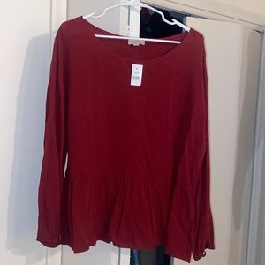 Loft rust/crimson peplum top NWT, never worn!